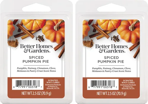Better Homes and Gardens - Cubos de cera perfumados de 2.5 onzas, paquete de 2 (pastel de calabaza especiado)