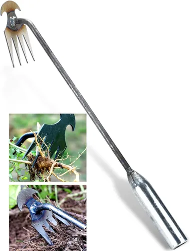 TOYPOPOR Nueva Herramienta de Deshierbe Artefacto de Desarraigo, Extractor de Malezas de 16", 4 Dientes de Acero al Manganeso Forjado Extractor
