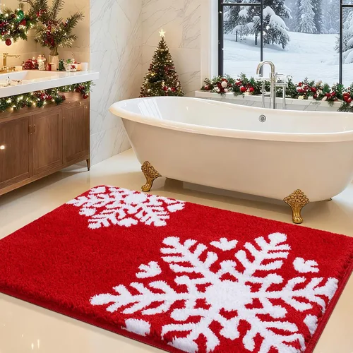 Miniatura 32 de Juego de alfombras de baño de 3 piezas de color blanco hueso, ultra suave, gruesa, esponjosa, microfibra absorbente, parte trasera antideslizante