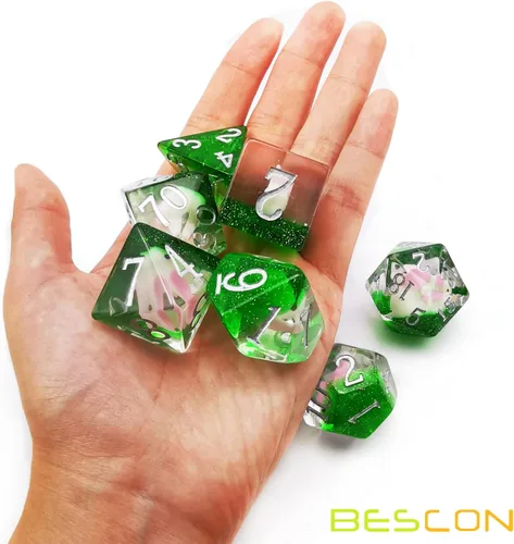 Miniatura 7 de Bescon - Juego de dados de gran tamaño para animales DND, juego de dados gigantes poliédricos de conejo de 7 piezas, dados de gran