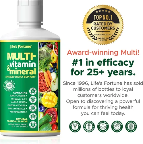 Miniatura 5 de Life's Fortune Multivitamínico líquido para adultos, hombres y mujeres, adolescentes, vitaminas diarias de alta absorción, minerales traza