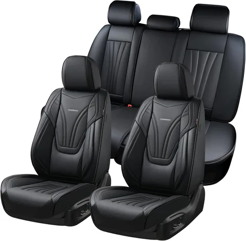 Miniatura 33 de Coverado Fundas para Asientos de Coche, Protector de Asiento con Soporte Lumbar y Reposacabezas Removible, Cojín de Asiento de Piel Transpirable