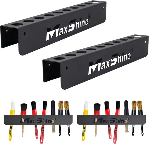 Miniatura 10 de Maxshine Soporte universal para cepillos de detalles, organizador de pared con capacidad para hasta 10 cepillos, construcción de hierro resistente