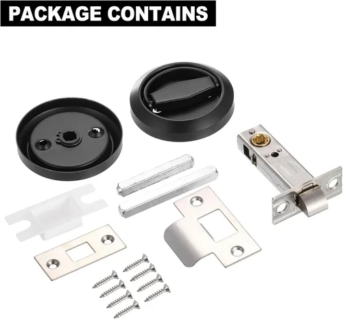Miniatura 6 de PATIKIL Cerradura redonda de puerta empotrada, manija de puerta empotrada oculta de acero inoxidable 304, tiradores de muebles para puerta de Negro