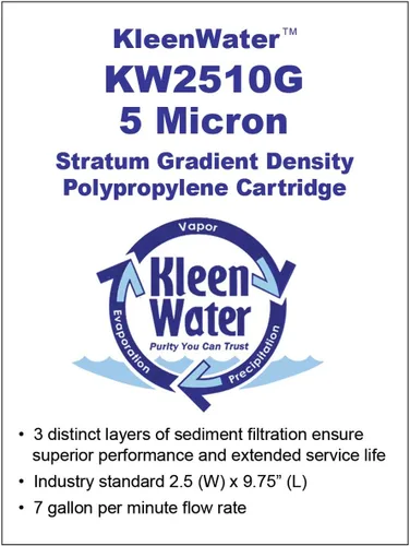Miniatura 3 de KleenWater KW2510G - Cartucho de repuesto de filtro de agua para sedimentos de óxido de suciedad, 5 micrones, compatible con WHKF-GD05 FXWTC AP110