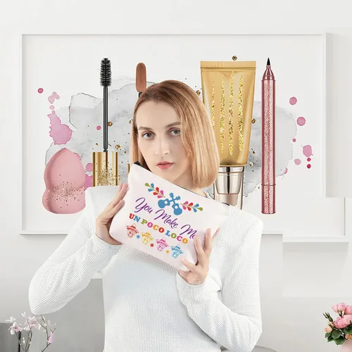 Miniatura 2 de LEVLO Miguel Cosmético Maquillaje Bolsa de dibujos animados Fans Regalo You Make Me Un Poco Loco Maquillaje Cremallera Bolsa Bolsa, Un Poco Loco