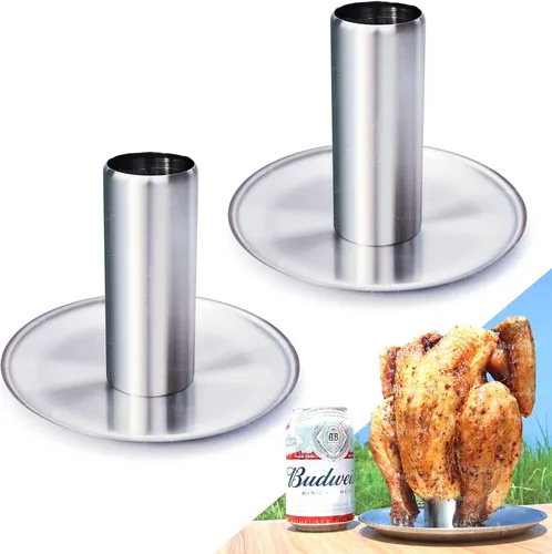 Meykers Soporte para Latas de Cerveza para Pollo [Nueva Versión Mejorada] Pack de 2 | para Parrilla, Ahumador, Horno | Soporte Vertical para Pollo