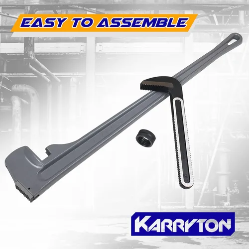 Miniatura 5 de Llave de tubo de aluminio de 48 pulgadas, capacidad de mordaza ajustable de 8"/200mm, llave de fontanería de mango recto resistente, herramienta