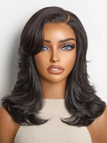 Miniatura 45 de LUVME HAIR - Peluca de cabello humano estilo Bob, de 8 pulgadas, precortada, sin pegamento, con cierre de encaje HD, predepilada, cabello humano