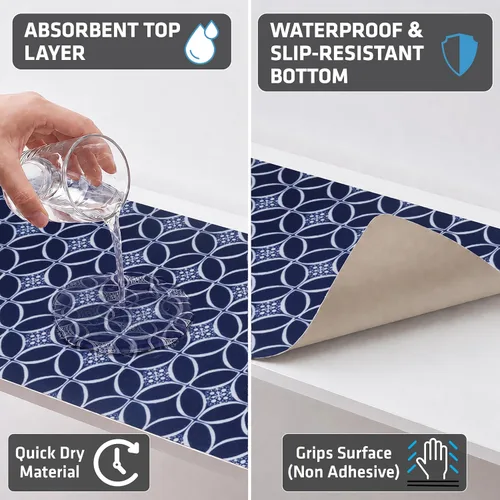 Miniatura 3 de Drymate Forro de lujo para estantes y cajones, tela acolchada gruesa, no adhesiva, absorbente, impermeable, antideslizante, forros para armarios
