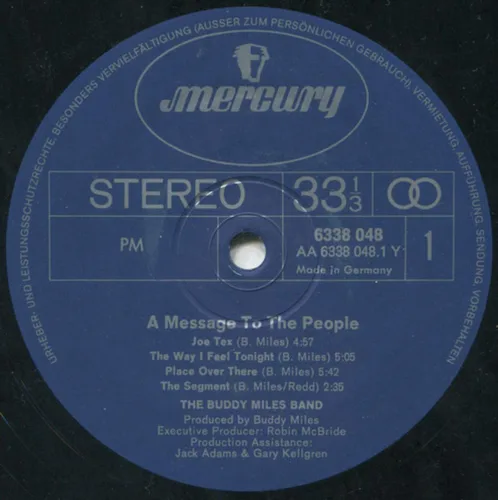 Miniatura 2 de Buddy Miles - A Message To The People - Mercury - 6338 048
