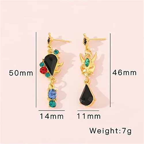 Miniatura 8 de Juego de anime Genshin Impact Zhongli Keqing Mona - Aretes de joyería de moda para mujeres y niñas Metal Plata tibetana