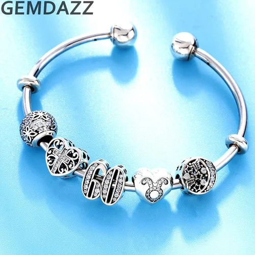 Miniatura 4 de GEMDAZZ Dijes de plata de ley 925 con dije de la serie religiosa Yin Yang, cuentas de dados cruzados para hombres y mujeres, pulsera de regalo