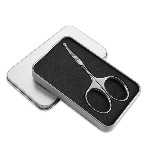 Miniatura 6 de LIVINGO Tijeras de pelo nasal curvadas y redondeadas de 3.75", de acero inoxidable premium con seguridad, hojas pequeñas para manicura, cutícula