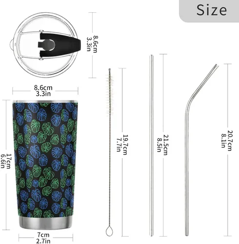 Miniatura 3 de Plant Green Monstera Deliciosa Stainless Steel vacuum insulated water bottle with Straw Leak Resistant Flip travel coffee mug for outdoor reusable