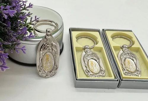 Miniatura 2 de RBN Llavero de la Primera Comunión Favor (12 PCS) Nuestra Señora de Guadalupe Bautismo Llavero Metal Recuerdos para Primera Comunión Bautizo