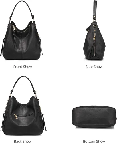 Miniatura 3 de Realer Bolsos Hobo para mujer, de piel sintética, bolso grande con borla