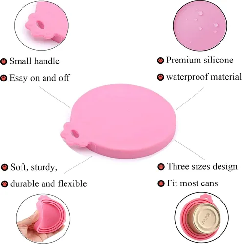 Miniatura 3 de Tapas de silicona para latas de comida para perros y gatos, tamaño universal, sin BPA, (mezcla de colores 3)