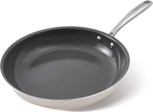 Sartenes antiadherentes de cerámica Skillet, sartén grande antiadherente de 11 pulgadas para cocina, sin PFOA PTFE PFAs Gris ceniza