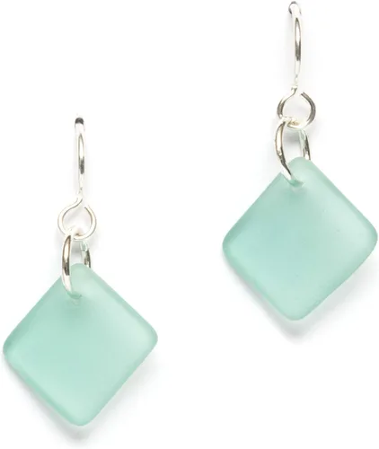 Miniatura 16 de Delicate Diamond Sea Glass Earrings, Beach Glass Earrings for Women by EcoSeaCo, using sustainable, recycled and repurposed material. Handmade