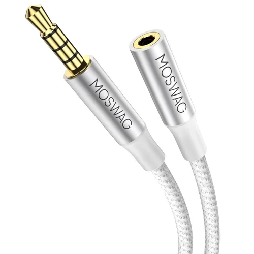 Miniatura 8 de MOSWAG Cable de extensión macho a hembra de 0.138 in con adaptador de audio estéreo de micrófono, nailon trenzado, compatible con estéreo de Rojo