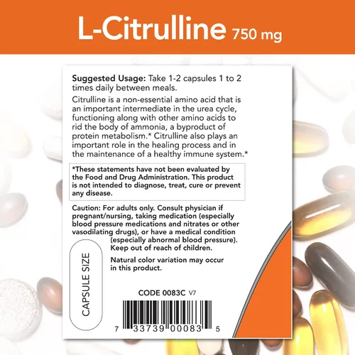 Miniatura 3 de NOW Foods CITRULLINE 750MG 90 VCAPS