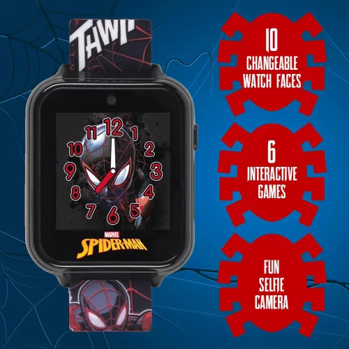 Miniatura 6 de Marvel Spider-Man - Reloj inteligente para niños, reloj interactivo con pantalla táctil con 10 caras de reloj personalizables, cámara integrada