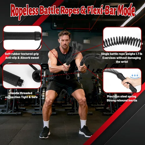 Miniatura 2 de Cuerdas de batalla inalámbricas (paquete de 2) cuerdas de entrenamiento portátiles para entrenamientos HIIT, entrenamiento cardiovascular