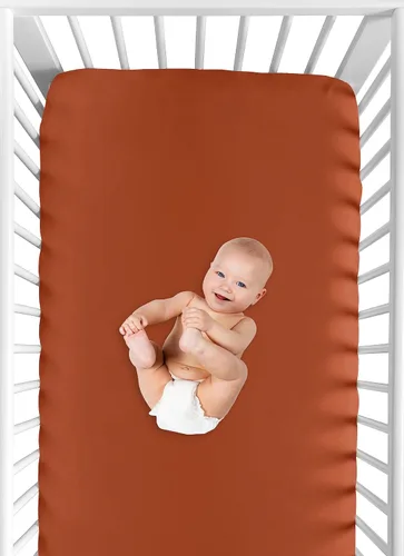 Miniatura 4 de Sweet Jojo Designs Orange Girl - Sábana bajera ajustable para cuna para bebé, recién nacido, habitación de bebé, colchón estándar óxido quemado