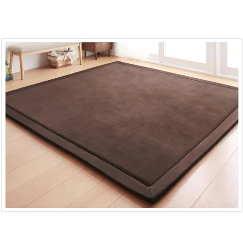 Miniatura 8 de Loartee Alfombras de Terciopelo Coral para Gatear (4'11"x4'11", Beige) para Área de Juego de Niños Pequeños Alfombras Tapete de Yoga Almohadillas