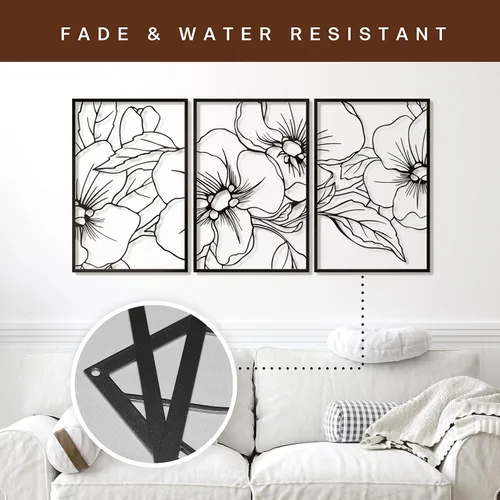 Miniatura 6 de Vivegate Black Minimalist Floral Single Line Metal Wall Art Decor - 18"X12" 3 Packs Black Floral Abstract Minimalist Lines Wall signs for Hanging