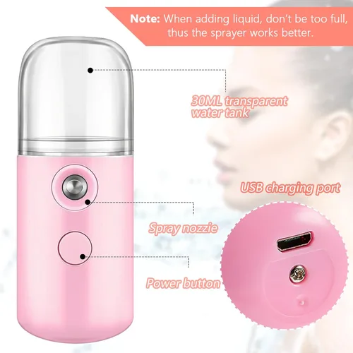 Miniatura 5 de Mudder 4 unidades de nano facial Mister práctico pulverizador de nano niebla de 1.06 onzas líquidas, tanque de agua visual portátil, vaporizador