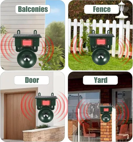Miniatura 7 de Disuasorio solar de pájaros carpinteros para casa, dispositivos repelentes de aves ultrasónico para exteriores, ganso, cuervo, paloma, disuasorios