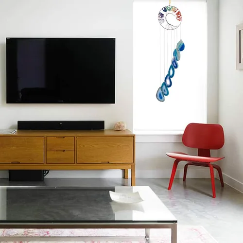 Miniatura 2 de TUMBEELLUWA Colgante de pared con cristales curativos de 7 chakras, árbol de la vida, rebanadas de ágata, adorno colgante de piedras preciosas