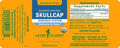 Miniatura 9 de Herb Pharm Skullcap, Extracto de hierbas líquido sin alcohol: hierba tradicional relajante Skullcap, apoyo mental tranquilo Sin azúcar, sin OMG