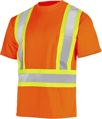 JORESTECH Camiseta de seguridad de alta visibilidad con espalda en X reflectante, cumple con ANSI y CSA, manga corta (S-TS-14)