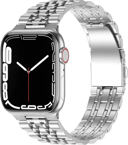 Miniatura 8 de Anlinser Correas de metal compatibles con Apple Watch de 1.65, 1.61, 1.57, 1.49 pulgadas para mujeres y hombres, correa de repuesto de acero Negro
