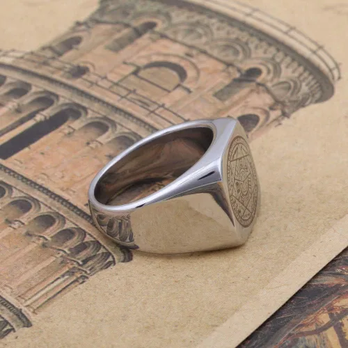 Miniatura 3 de Dacai The Seals of the Seven Arcángeles Protección Amuleto Seal Salomon Kabbalah Mens Womens Stainless Steel Polished Ring, Metal