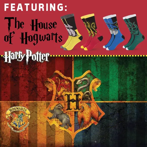 Miniatura 3 de Hyp Calcetines Harry Potter para hombre y mujer, calcetines con las casas de Hogwarts, caja de regalo, paquete de 4 calcetines casuales, Harry Potter