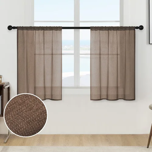Miniatura 7 de MRTREES Cortinas transparentes de Aqua Blue, para cocina, de 36 pulgadas de longitud, cortinas transparentes de gasa con filtro de luz, cortinas