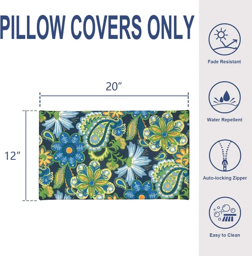 Miniatura 127 de Juego de 2 almohadas para exteriores de 16 x 16 pulgadas, repelentes al agua con interiores, para muebles de patio, hogar, jardín, geometría bohemia