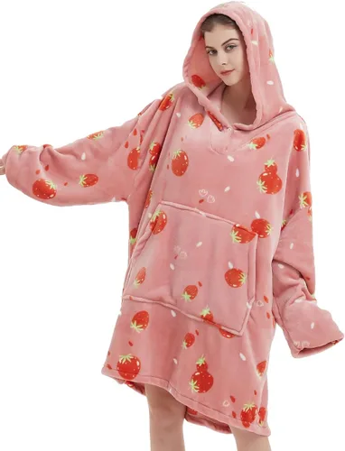 Miniatura 8 de ABENCA Manta con capucha para adultos, sudadera de gran tamaño de franela ligera, cálida y acogedora, talla única. Animal