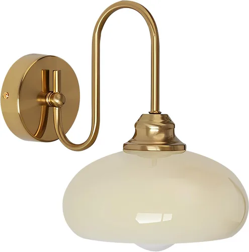 KCO Iluminación de mediados de siglo moderna lámpara de noche montada en la pared latón dorado aplique de pared globo de vidrio tocador lámpara