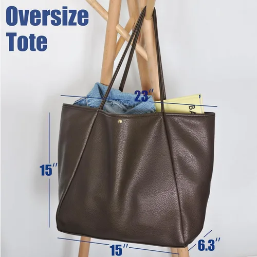 Miniatura 55 de HOXIS Bolso de mano de cuero PU de gran tamaño para mujer, bolso de fin de semana, bolso de viaje