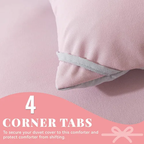 Miniatura 4 de Cosybay Edredón alternativo de plumón (rosa/gris claro, Queen) – Edredón de cama acolchado suave tamaño Queen para todas las estaciones – Inserto