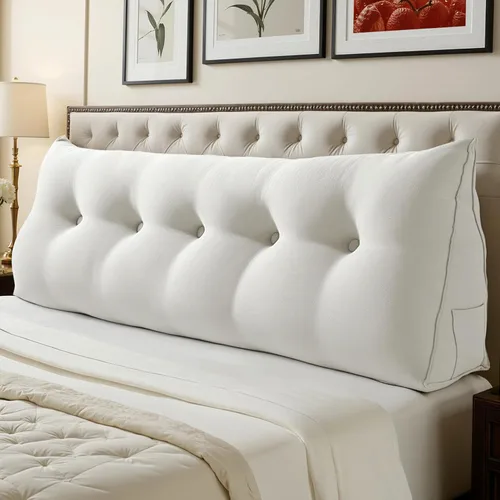 Miniatura 29 de WOWMAX Cabecero de Cama Multifuncional con Almohada Tapizada Doble, Cabecero para Dormitorio Individual XL, Portátil para Dormitorio Universitario