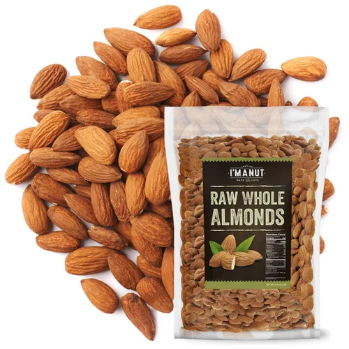 Miniatura 11 de Almendras tostadas secas sin sal, 48 onzas (3 libras) Probadas por lotes sin gluten y maní, sin aceite, enteras, sin PPO, sin OMG, sin herbicidas