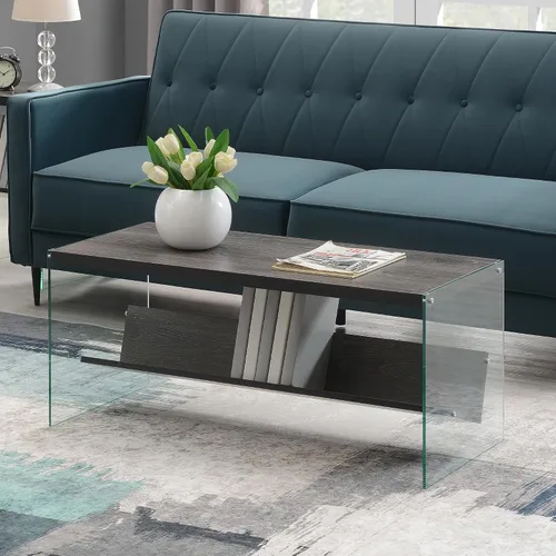 Miniatura 2 de Convenience Concepts SoHo - Mesa auxiliar, gris desgastado/vidrio Gris(Weathered Gray)