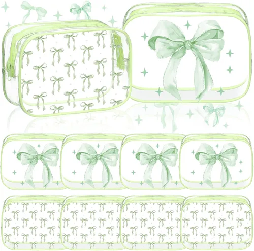 Miniatura 11 de Kacctyen 10 bolsas de maquillaje con lazo negro, regalos a granel para niñas y mujeres, regalos de fiesta de cumpleaños, coqueta, lazo pastel