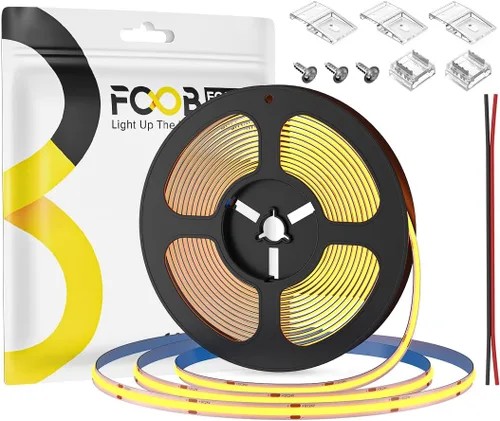 Miniatura 23 de Tira de luces LED COB DC24V de 16.4 pies, 6000 K, blanco frío, 320 LED, flexible, de alta densidad, uniforme, brillante, 9W/m, CRI90+ regulable